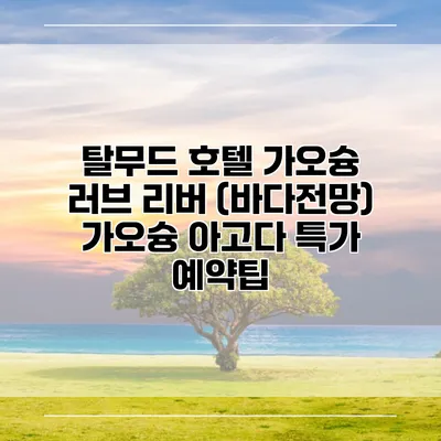 탈무드 호텔 가오슝 러브 리버 (바다전망) 가오슝 아고다 특가 예약팁