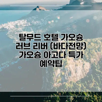 탈무드 호텔 가오슝 러브 리버 (바다전망) 가오슝 아고다 특가 예약팁