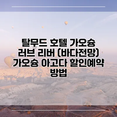 탈무드 호텔 가오슝 러브 리버 (바다전망) 가오슝 아고다 할인예약 방법