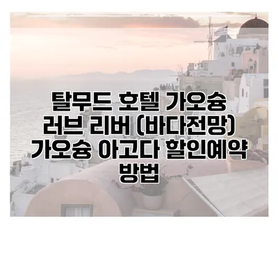 탈무드 호텔 가오슝 러브 리버 (바다전망) 가오슝 아고다 할인예약 방법
