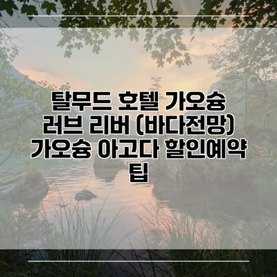 탈무드 호텔 가오슝 러브 리버 (바다전망) 가오슝 아고다 할인예약 팁