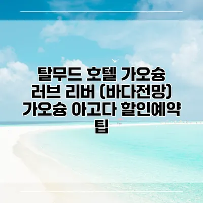 탈무드 호텔 가오슝 러브 리버 (바다전망) 가오슝 아고다 할인예약 팁