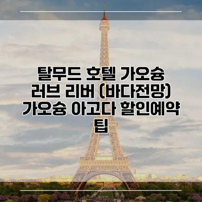 탈무드 호텔 가오슝 러브 리버 (바다전망) 가오슝 아고다 할인예약 팁
