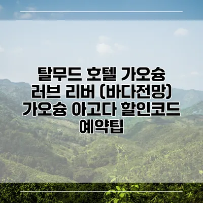 탈무드 호텔 가오슝 러브 리버 (바다전망) 가오슝 아고다 할인코드 예약팁