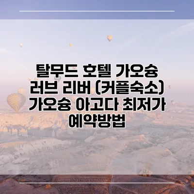 탈무드 호텔 가오슝 러브 리버 (커플숙소) 가오슝 아고다 최저가 예약방법