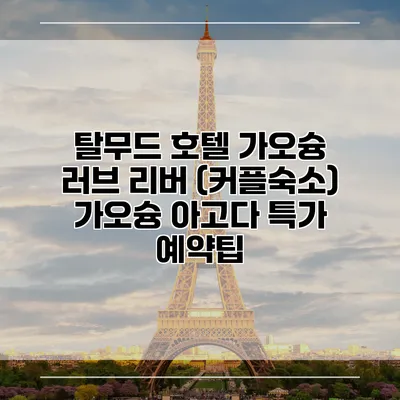 탈무드 호텔 가오슝 러브 리버 (커플숙소) 가오슝 아고다 특가 예약팁