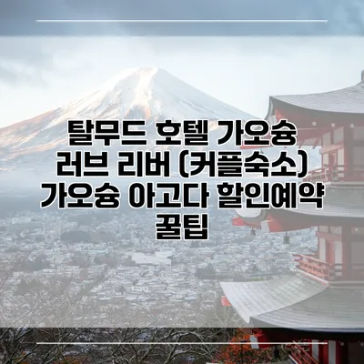 탈무드 호텔 가오슝 러브 리버 (커플숙소) 가오슝 아고다 할인예약 꿀팁
