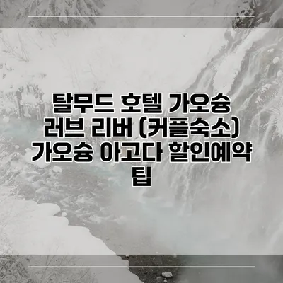 탈무드 호텔 가오슝 러브 리버 (커플숙소) 가오슝 아고다 할인예약 팁