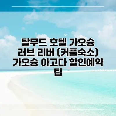 탈무드 호텔 가오슝 러브 리버 (커플숙소) 가오슝 아고다 할인예약 팁