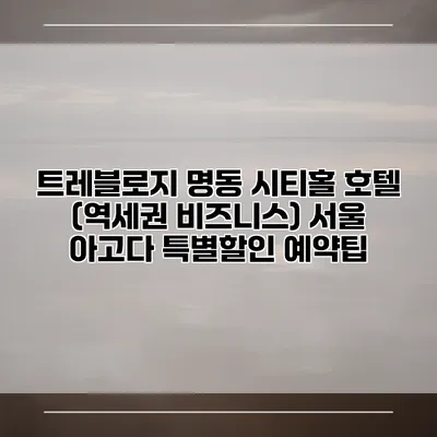 트레블로지 명동 시티홀 호텔 (역세권 비즈니스) 서울 아고다 특별할인 예약팁