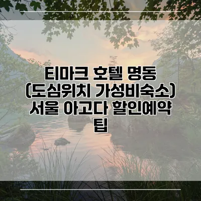 티마크 호텔 명동 (도심위치 가성비숙소) 서울 아고다 할인예약 팁