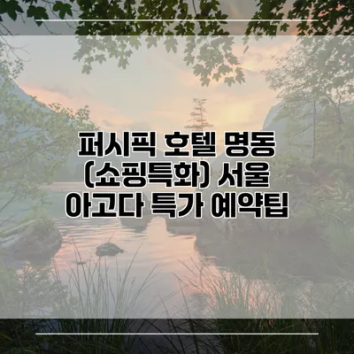 퍼시픽 호텔 명동 (쇼핑특화) 서울 아고다 특가 예약팁