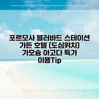 포르모사 블러바드 스테이션 가든 호텔 (도심위치) 가오슝 아고다 특가 이용Tip