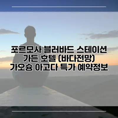포르모사 블러바드 스테이션 가든 호텔 (바다전망) 가오슝 아고다 특가 예약정보