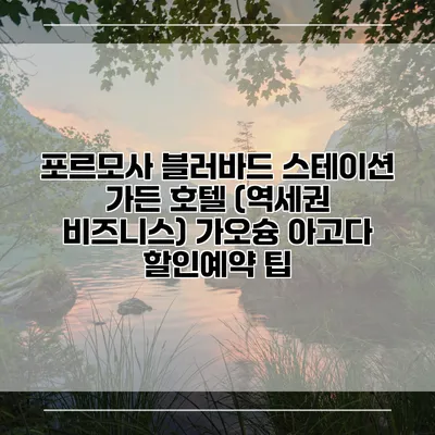 포르모사 블러바드 스테이션 가든 호텔 (역세권 비즈니스) 가오슝 아고다 할인예약 팁