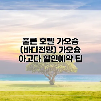 풀론 호텔 가오슝 (바다전망) 가오슝 아고다 할인예약 팁