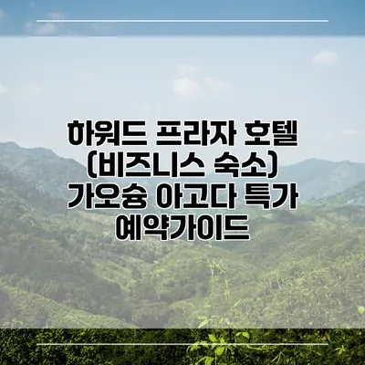 하워드 프라자 호텔 (비즈니스 숙소) 가오슝 아고다 특가 예약가이드