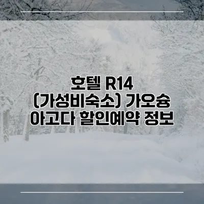 호텔 R14 (가성비숙소) 가오슝 아고다 할인예약 정보