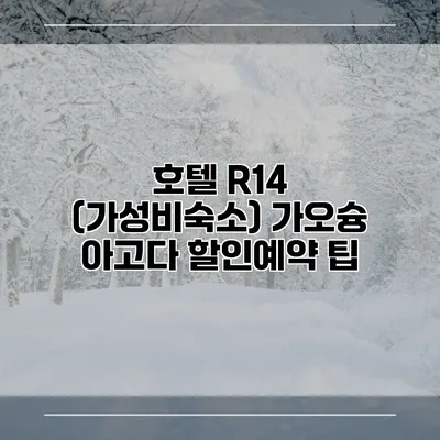 호텔 R14 (가성비숙소) 가오슝 아고다 할인예약 팁