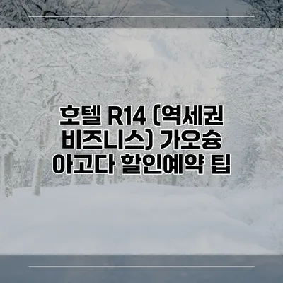 호텔 R14 (역세권 비즈니스) 가오슝 아고다 할인예약 팁