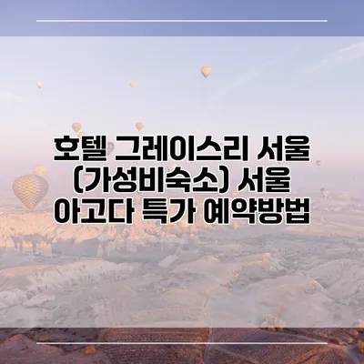 호텔 그레이스리 서울 (가성비숙소) 서울 아고다 특가 예약방법
