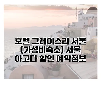 호텔 그레이스리 서울 (가성비숙소) 서울 아고다 할인 예약정보