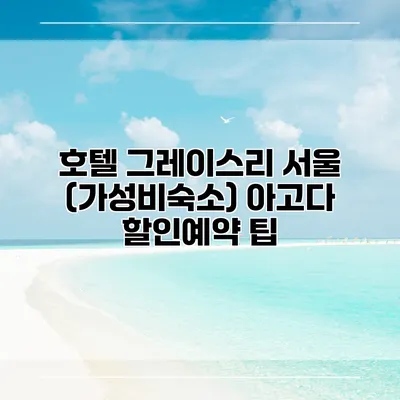 호텔 그레이스리 서울 (가성비숙소) 아고다 할인예약 팁
