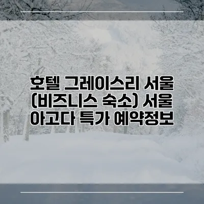 호텔 그레이스리 서울 (비즈니스 숙소) 서울 아고다 특가 예약정보