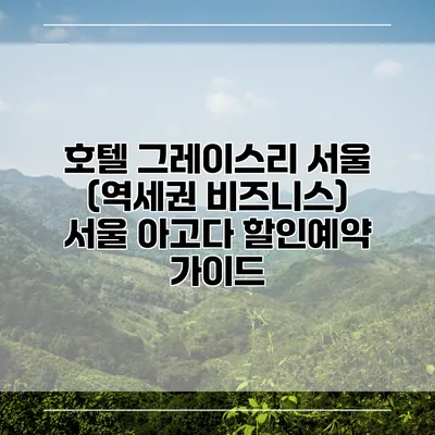 호텔 그레이스리 서울 (역세권 비즈니스) 서울 아고다 할인예약 가이드