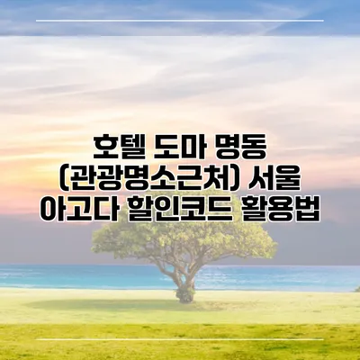 호텔 도마 명동 (관광명소근처) 서울 아고다 할인코드 활용법