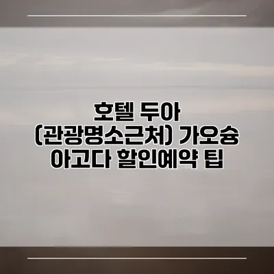 호텔 두아 (관광명소근처) 가오슝 아고다 할인예약 팁