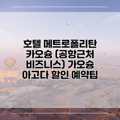 호텔 메트로폴리탄 카오슝 (공항근처 비즈니스) 가오슝 아고다 할인 예약팁