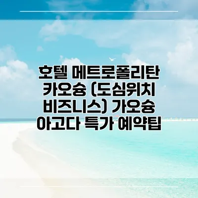 호텔 메트로폴리탄 카오슝 (도심위치 비즈니스) 가오슝 아고다 특가 예약팁