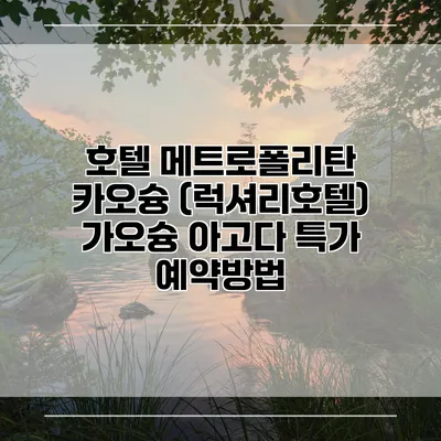 호텔 메트로폴리탄 카오슝 (럭셔리호텔) 가오슝 아고다 특가 예약방법