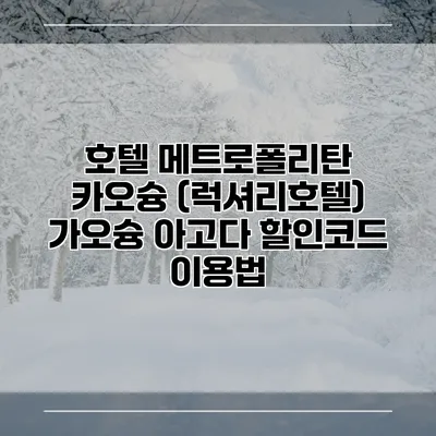 호텔 메트로폴리탄 카오슝 (럭셔리호텔) 가오슝 아고다 할인코드 이용법