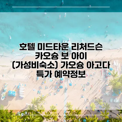 호텔 미드타운 리처드슨 카오슝 보 아이 (가성비숙소) 가오슝 아고다 특가 예약정보