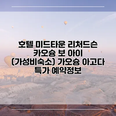 호텔 미드타운 리처드슨 카오슝 보 아이 (가성비숙소) 가오슝 아고다 특가 예약정보
