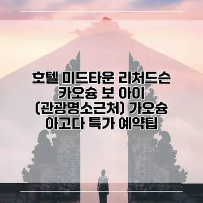 호텔 미드타운 리처드슨 카오슝 보 아이 (관광명소근처) 가오슝 아고다 특가 예약팁