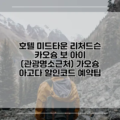 호텔 미드타운 리처드슨 카오슝 보 아이 (관광명소근처) 가오슝 아고다 할인코드 예약팁