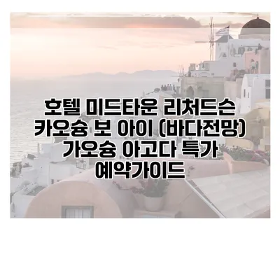 호텔 미드타운 리처드슨 카오슝 보 아이 (바다전망) 가오슝 아고다 특가 예약가이드
