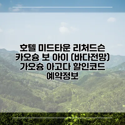 호텔 미드타운 리처드슨 카오슝 보 아이 (바다전망) 가오슝 아고다 할인코드 예약정보