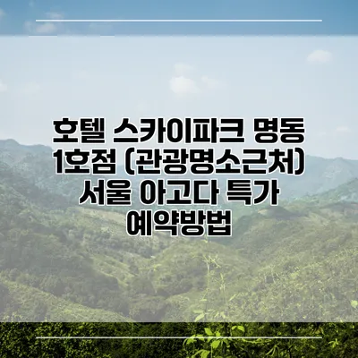 호텔 스카이파크 명동 1호점 (관광명소근처) 서울 아고다 특가 예약방법