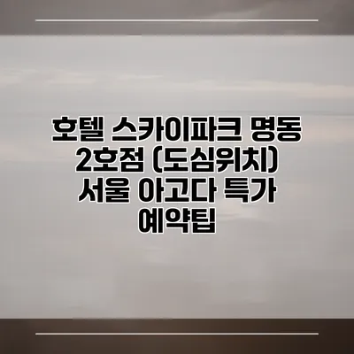 호텔 스카이파크 명동 2호점 (도심위치) 서울 아고다 특가 예약팁