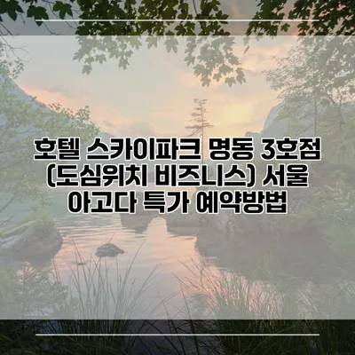 호텔 스카이파크 명동 3호점 (도심위치 비즈니스) 서울 아고다 특가 예약방법