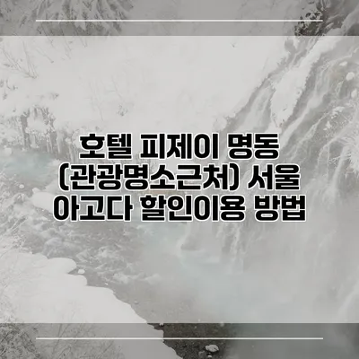 호텔 피제이 명동 (관광명소근처) 서울 아고다 할인이용 방법